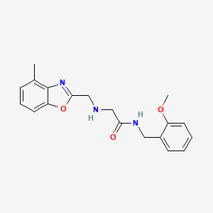 molecular formula C19H21N3O3 B3874400 N-(2-methoxybenzyl)-2-{[(4-methyl-1,3-benzoxazol-2-yl)methyl]amino}acetamide 