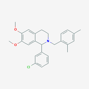 molecular formula C26H28ClNO2 B3874424 1-(3-chlorophenyl)-2-(2,4-dimethylbenzyl)-6,7-dimethoxy-1,2,3,4-tetrahydroisoquinoline 
