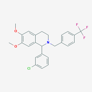 molecular formula C25H23ClF3NO2 B3874434 1-(3-chlorophenyl)-6,7-dimethoxy-2-[4-(trifluoromethyl)benzyl]-1,2,3,4-tetrahydroisoquinoline 