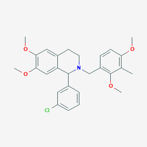 molecular formula C27H30ClNO4 B3874436 1-(3-chlorophenyl)-2-(2,4-dimethoxy-3-methylbenzyl)-6,7-dimethoxy-1,2,3,4-tetrahydroisoquinoline 