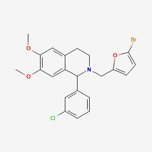molecular formula C22H21BrClNO3 B3874444 2-[(5-bromo-2-furyl)methyl]-1-(3-chlorophenyl)-6,7-dimethoxy-1,2,3,4-tetrahydroisoquinoline 