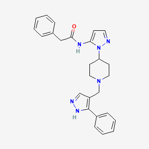molecular formula C26H28N6O B3874461 2-phenyl-N-(1-{1-[(3-phenyl-1H-pyrazol-4-yl)methyl]-4-piperidinyl}-1H-pyrazol-5-yl)acetamide 