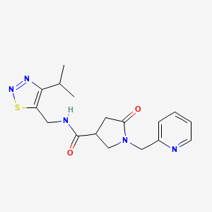 molecular formula C17H21N5O2S B3874474 N-[(4-isopropyl-1,2,3-thiadiazol-5-yl)methyl]-5-oxo-1-(pyridin-2-ylmethyl)pyrrolidine-3-carboxamide 