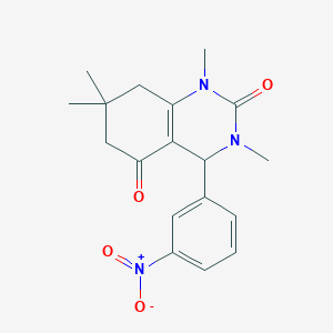 molecular formula C18H21N3O4 B3874562 1,3,7,7-tetramethyl-4-(3-nitrophenyl)-4,6,7,8-tetrahydro-2,5(1H,3H)-quinazolinedione 