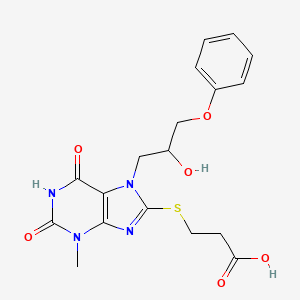 molecular formula C18H20N4O6S B3874569 3-{[7-(2-hydroxy-3-phenoxypropyl)-3-methyl-2,6-dioxo-2,3,6,7-tetrahydro-1H-purin-8-yl]thio}propanoic acid 
