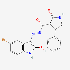 molecular formula C19H15BrN4O3 B3874608 N'-(5-bromo-2-oxo-1,2-dihydro-3H-indol-3-ylidene)-2-oxo-4-phenyl-3-pyrrolidinecarbohydrazide 