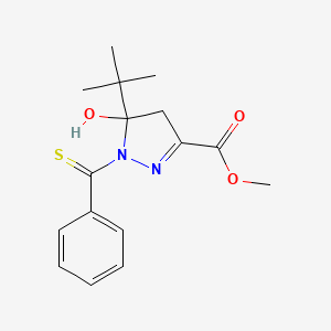 molecular formula C16H20N2O3S B3874615 methyl 5-tert-butyl-5-hydroxy-1-(phenylcarbonothioyl)-4,5-dihydro-1H-pyrazole-3-carboxylate 