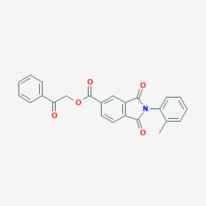 molecular formula C24H17NO5 B387462 2-Oxo-2-phenylethyl 2-(2-methylphenyl)-1,3-dioxoisoindoline-5-carboxylate 