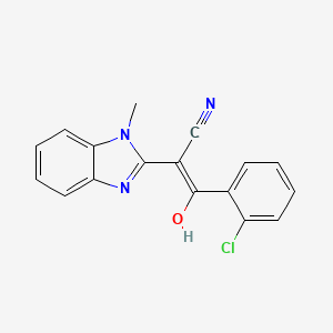 molecular formula C17H12ClN3O B3874644 3-(2-chlorophenyl)-3-hydroxy-2-(1-methyl-1H-benzimidazol-2-yl)acrylonitrile 
