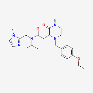 molecular formula C23H33N5O3 B3874652 2-[1-(4-ethoxybenzyl)-3-oxo-2-piperazinyl]-N-isopropyl-N-[(1-methyl-1H-imidazol-2-yl)methyl]acetamide 