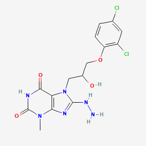 molecular formula C15H16Cl2N6O4 B3874658 7-[3-(2,4-dichlorophenoxy)-2-hydroxypropyl]-8-hydrazino-3-methyl-3,7-dihydro-1H-purine-2,6-dione 