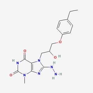 molecular formula C17H22N6O4 B3874660 7-[3-(4-ethylphenoxy)-2-hydroxypropyl]-8-hydrazino-3-methyl-3,7-dihydro-1H-purine-2,6-dione 