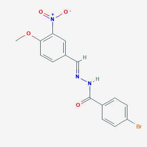 molecular formula C15H12BrN3O4 B387467 4-bromo-N'-{3-nitro-4-methoxybenzylidene}benzohydrazide 