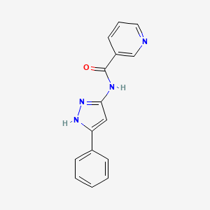 molecular formula C15H12N4O B3874683 N-(3-phenyl-1H-pyrazol-5-yl)nicotinamide 