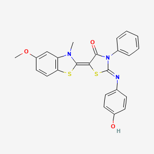 molecular formula C24H19N3O3S2 B3874716 2-[(4-hydroxyphenyl)imino]-5-(5-methoxy-3-methyl-1,3-benzothiazol-2(3H)-ylidene)-3-phenyl-1,3-thiazolidin-4-one 
