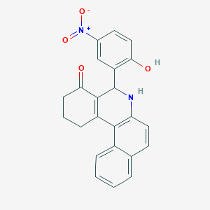 molecular formula C23H18N2O4 B3874776 5-(2-hydroxy-5-nitrophenyl)-2,3,5,6-tetrahydrobenzo[a]phenanthridin-4(1H)-one 