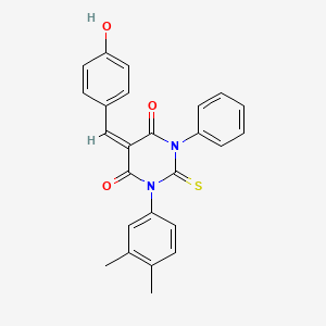 1-(3,4-dimethylphenyl)-5-(4-hydroxybenzylidene)-3-phenyl-2-thioxodihydro-4,6(1H,5H)-pyrimidinedione