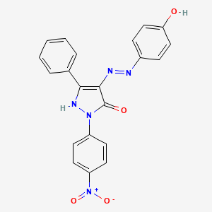 1-(4-nitrophenyl)-3-phenyl-1H-pyrazole-4,5-dione 4-[(4-hydroxyphenyl)hydrazone]