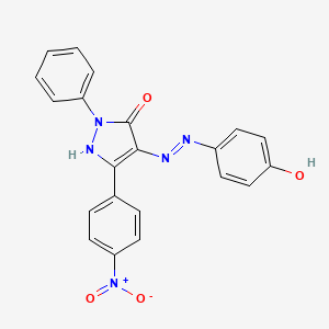 molecular formula C21H15N5O4 B3874802 3-(4-nitrophenyl)-1-phenyl-1H-pyrazole-4,5-dione 4-[(4-hydroxyphenyl)hydrazone] 