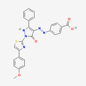molecular formula C26H19N5O4S B3874803 4-(2-{1-[4-(4-methoxyphenyl)-1,3-thiazol-2-yl]-5-oxo-3-phenyl-1,5-dihydro-4H-pyrazol-4-ylidene}hydrazino)benzoic acid 