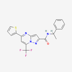 molecular formula C20H15F3N4OS B3874811 N-(1-phenylethyl)-5-(2-thienyl)-7-(trifluoromethyl)pyrazolo[1,5-a]pyrimidine-2-carboxamide 