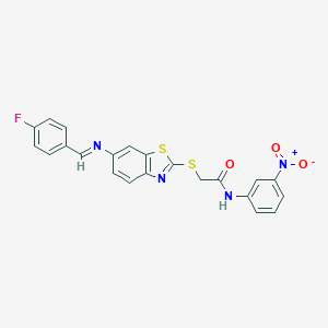2-({6-[(4-fluorobenzylidene)amino]-1,3-benzothiazol-2-yl}sulfanyl)-N-{3-nitrophenyl}acetamide