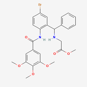 molecular formula C26H27BrN2O6 B3874840 methyl N-[{5-bromo-2-[(3,4,5-trimethoxybenzoyl)amino]phenyl}(phenyl)methyl]glycinate 