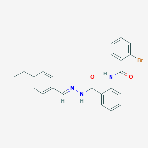 molecular formula C23H20BrN3O2 B387485 2-bromo-N~1~-[2-({2-[(E)-1-(4-ethylphenyl)methylidene]hydrazino}carbonyl)phenyl]benzamide 