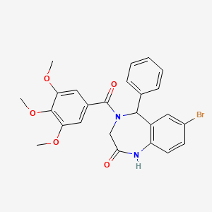molecular formula C25H23BrN2O5 B3874860 7-bromo-5-phenyl-4-(3,4,5-trimethoxybenzoyl)-1,3,4,5-tetrahydro-2H-1,4-benzodiazepin-2-one 
