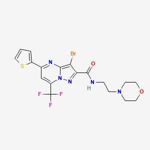 molecular formula C18H17BrF3N5O2S B3874868 3-bromo-N-[2-(4-morpholinyl)ethyl]-5-(2-thienyl)-7-(trifluoromethyl)pyrazolo[1,5-a]pyrimidine-2-carboxamide 