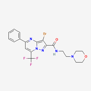 molecular formula C20H19BrF3N5O2 B3874874 3-bromo-N-[2-(4-morpholinyl)ethyl]-5-phenyl-7-(trifluoromethyl)pyrazolo[1,5-a]pyrimidine-2-carboxamide 