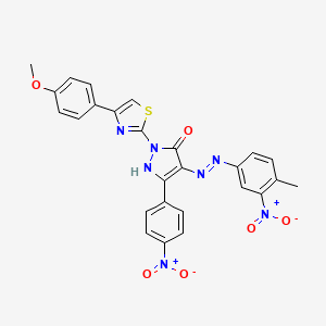 1-[4-(4-methoxyphenyl)-1,3-thiazol-2-yl]-3-(4-nitrophenyl)-1H-pyrazole-4,5-dione 4-[(4-methyl-3-nitrophenyl)hydrazone]