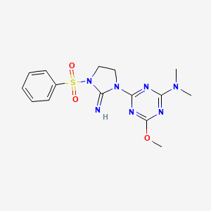 molecular formula C15H19N7O3S B3874884 4-[2-imino-3-(phenylsulfonyl)-1-imidazolidinyl]-6-methoxy-N,N-dimethyl-1,3,5-triazin-2-amine 