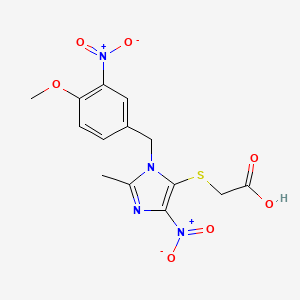 molecular formula C14H14N4O7S B3874886 {[1-(4-methoxy-3-nitrobenzyl)-2-methyl-4-nitro-1H-imidazol-5-yl]thio}acetic acid 