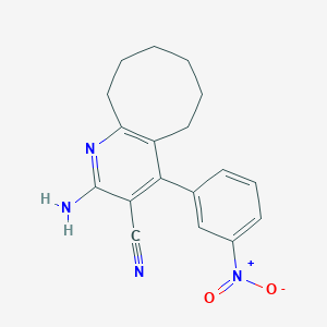 molecular formula C18H18N4O2 B387491 2-Amino-4-(3-nitrophenyl)-5,6,7,8,9,10-hexahydrocycloocta[b]pyridine-3-carbonitrile 