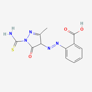 molecular formula C12H11N5O3S B3874913 2-{[1-(aminocarbonothioyl)-3-methyl-5-oxo-4,5-dihydro-1H-pyrazol-4-yl]diazenyl}benzoic acid 