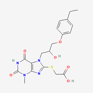 molecular formula C19H22N4O6S B3874949 ({7-[3-(4-ethylphenoxy)-2-hydroxypropyl]-3-methyl-2,6-dioxo-2,3,6,7-tetrahydro-1H-purin-8-yl}thio)acetic acid 