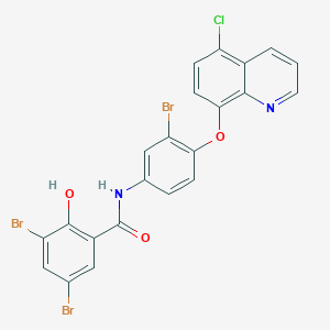 molecular formula C22H12Br3ClN2O3 B3874968 3,5-dibromo-N-{3-bromo-4-[(5-chloro-8-quinolinyl)oxy]phenyl}-2-hydroxybenzamide 