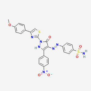 4-{2-[1-[4-(4-methoxyphenyl)-1,3-thiazol-2-yl]-3-(4-nitrophenyl)-5-oxo-1,5-dihydro-4H-pyrazol-4-ylidene]hydrazino}benzenesulfonamide