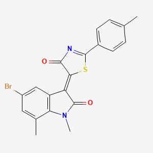 molecular formula C20H15BrN2O2S B3875006 5-bromo-1,7-dimethyl-3-[2-(4-methylphenyl)-4-oxo-1,3-thiazol-5(4H)-ylidene]-1,3-dihydro-2H-indol-2-one 