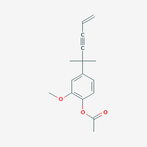 molecular formula C16H18O3 B3875013 4-(1,1-dimethyl-4-penten-2-yn-1-yl)-2-methoxyphenyl acetate 
