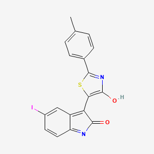 molecular formula C18H11IN2O2S B3875017 5-iodo-3-[2-(4-methylphenyl)-4-oxo-1,3-thiazol-5(4H)-ylidene]-1,3-dihydro-2H-indol-2-one 