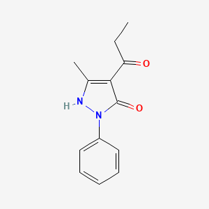 molecular formula C13H14N2O2 B3875025 1-(5-hydroxy-3-methyl-1-phenyl-1H-pyrazol-4-yl)-1-propanone CAS No. 94741-08-9