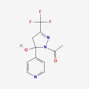 molecular formula C11H10F3N3O2 B3875039 1-acetyl-5-(4-pyridinyl)-3-(trifluoromethyl)-4,5-dihydro-1H-pyrazol-5-ol 