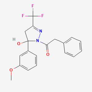 5-(3-methoxyphenyl)-1-(phenylacetyl)-3-(trifluoromethyl)-4,5-dihydro-1H-pyrazol-5-ol