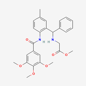 molecular formula C27H30N2O6 B3875063 methyl N-[{5-methyl-2-[(3,4,5-trimethoxybenzoyl)amino]phenyl}(phenyl)methyl]glycinate 