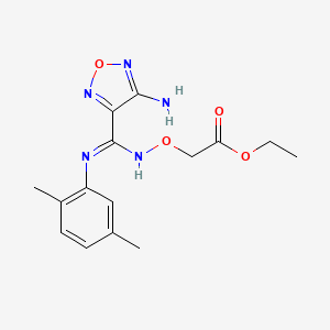 molecular formula C15H19N5O4 B3875072 ethyl [({(4-amino-1,2,5-oxadiazol-3-yl)[(2,5-dimethylphenyl)amino]methylene}amino)oxy]acetate 
