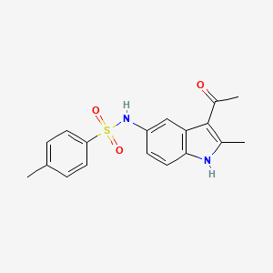 molecular formula C18H18N2O3S B3875093 N-(3-acetyl-2-methyl-1H-indol-5-yl)-4-methylbenzenesulfonamide 