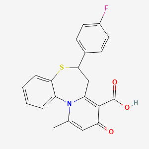 molecular formula C21H16FNO3S B3875115 6-(4-fluorophenyl)-11-methyl-9-oxo-7,9-dihydro-6H-pyrido[2,1-d][1,5]benzothiazepine-8-carboxylic acid 