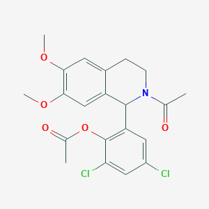 molecular formula C21H21Cl2NO5 B3875118 2-(2-acetyl-6,7-dimethoxy-1,2,3,4-tetrahydro-1-isoquinolinyl)-4,6-dichlorophenyl acetate 